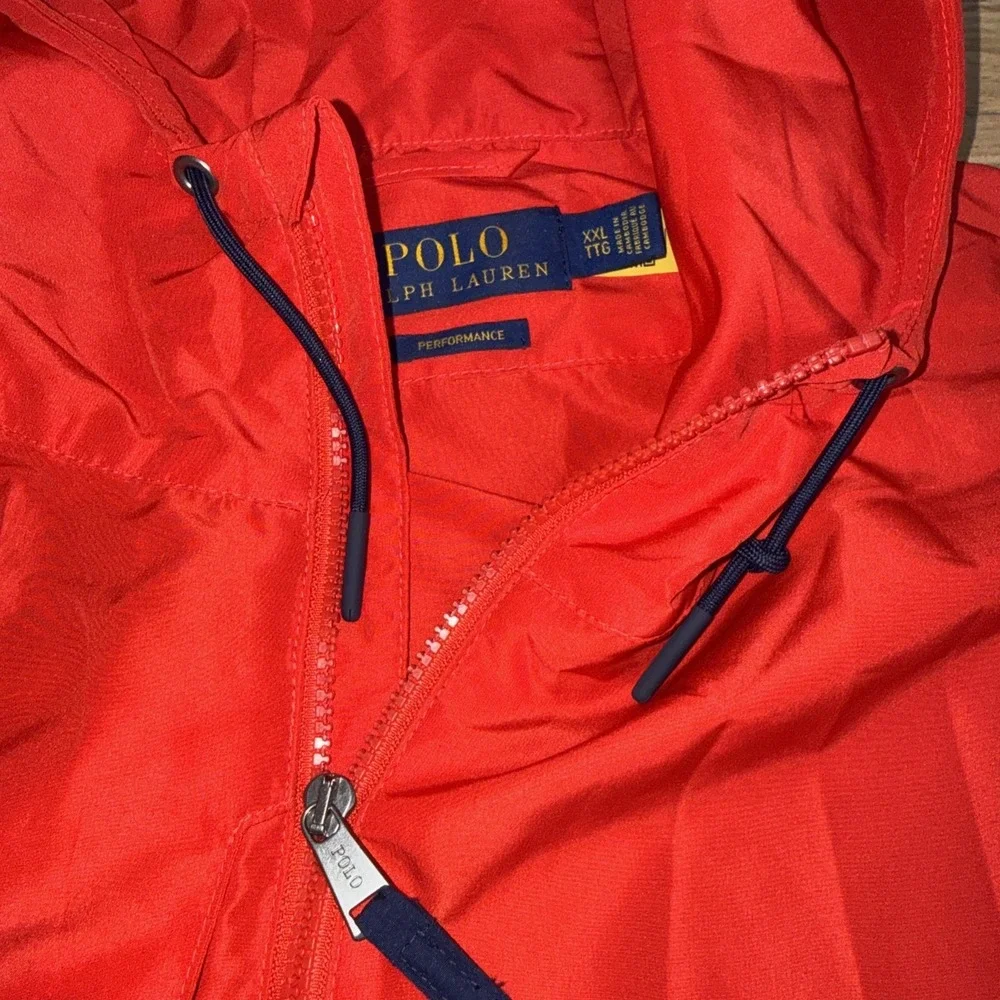 Polo Ralph Lauren Red Packable Water-Repellent Hooded Performance Jacket Men 2XL